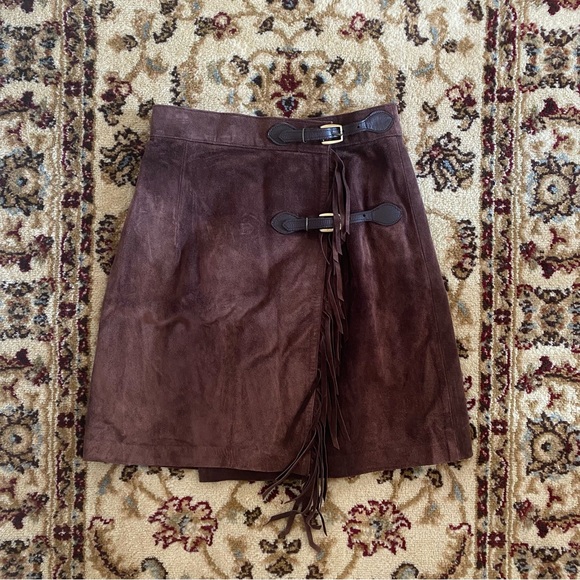 Vintage Guess Suede Fringe Western Skirt - Picture 1 of 4